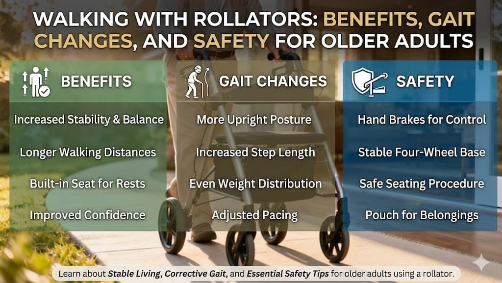 Walking with Rollators: Benefits, Gait Changes, and Safety for Older Adults